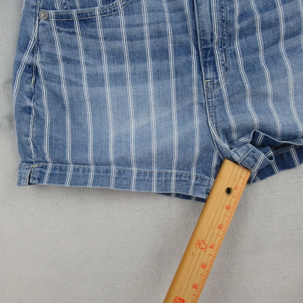American Eagle Highest Rise Mom Short Womens 2 Blue White Striped Paperbag Waist